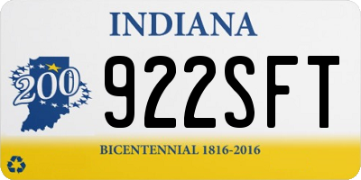 IN license plate 922SFT