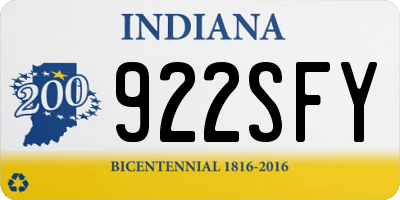 IN license plate 922SFY
