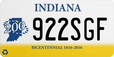 IN license plate 922SGF