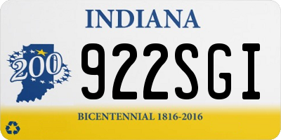 IN license plate 922SGI