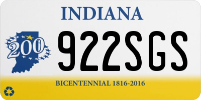 IN license plate 922SGS