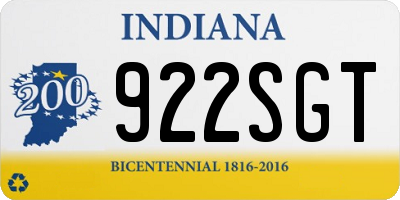 IN license plate 922SGT