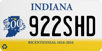 IN license plate 922SHD