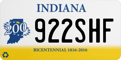 IN license plate 922SHF