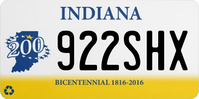 IN license plate 922SHX