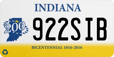IN license plate 922SIB