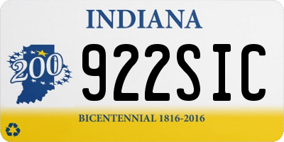 IN license plate 922SIC