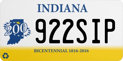 IN license plate 922SIP