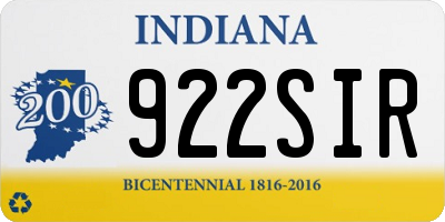 IN license plate 922SIR