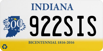 IN license plate 922SIS