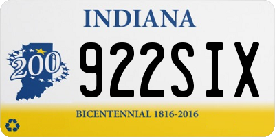 IN license plate 922SIX