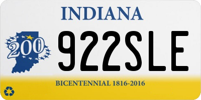 IN license plate 922SLE