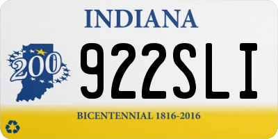IN license plate 922SLI