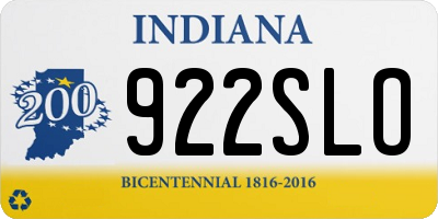 IN license plate 922SLO