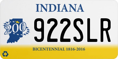 IN license plate 922SLR