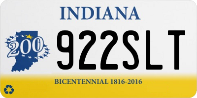 IN license plate 922SLT