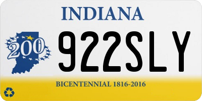 IN license plate 922SLY