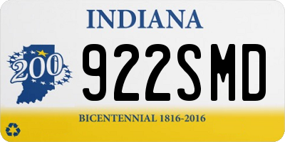 IN license plate 922SMD