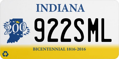IN license plate 922SML