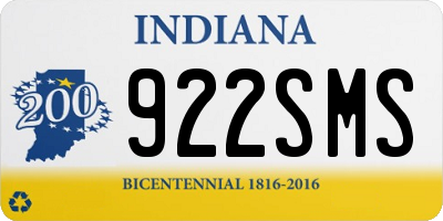 IN license plate 922SMS