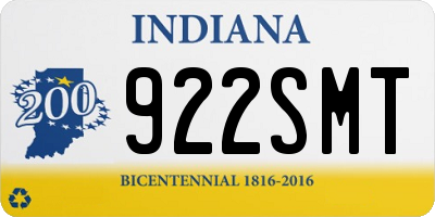 IN license plate 922SMT