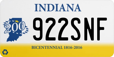 IN license plate 922SNF