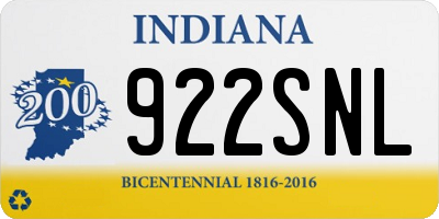 IN license plate 922SNL
