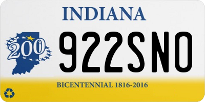 IN license plate 922SNO
