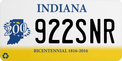 IN license plate 922SNR