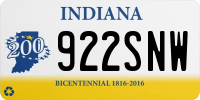 IN license plate 922SNW