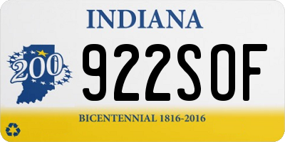 IN license plate 922SOF