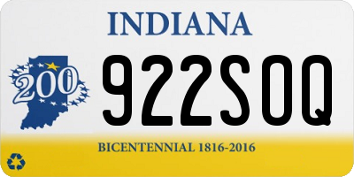 IN license plate 922SOQ