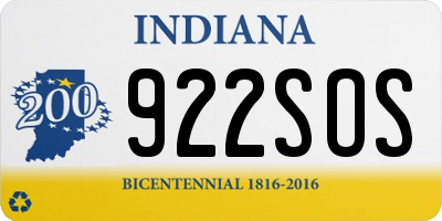 IN license plate 922SOS