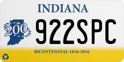IN license plate 922SPC