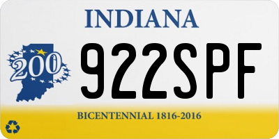 IN license plate 922SPF