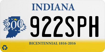 IN license plate 922SPH