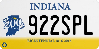 IN license plate 922SPL