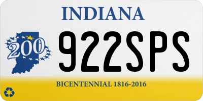 IN license plate 922SPS