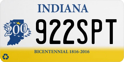 IN license plate 922SPT