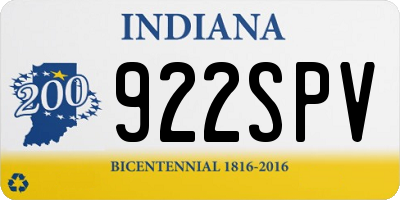 IN license plate 922SPV