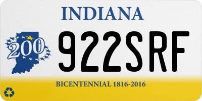 IN license plate 922SRF