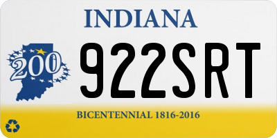 IN license plate 922SRT