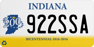 IN license plate 922SSA