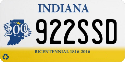 IN license plate 922SSD