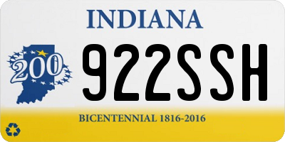 IN license plate 922SSH