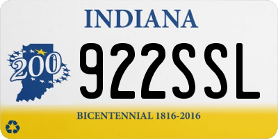 IN license plate 922SSL