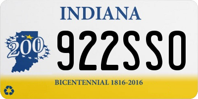 IN license plate 922SSO