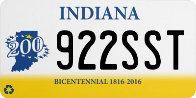 IN license plate 922SST