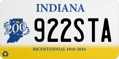 IN license plate 922STA