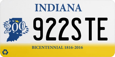 IN license plate 922STE